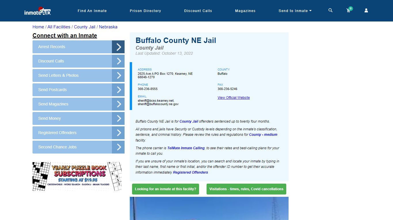 Buffalo County NE Jail - Inmate Locator - Kearney, NE